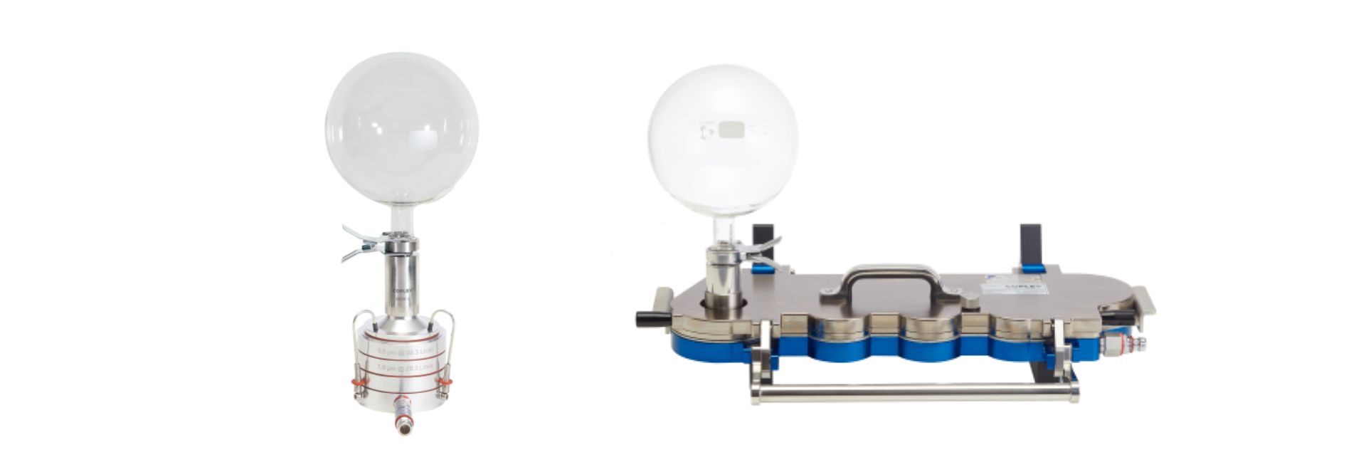 Left: Andersen Cascade Impactor for nasal sprays.
Right: Next Generation Impactor for nasal aerosols.